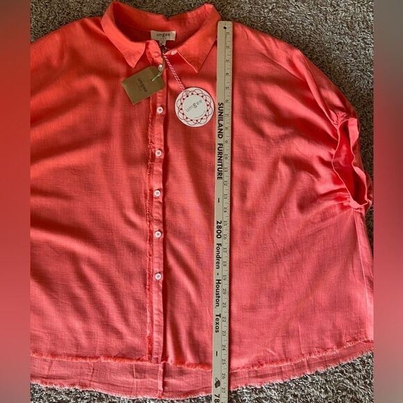 Angee Oversized Collared Blouse in Coral Size Small - Picture 12 of 12